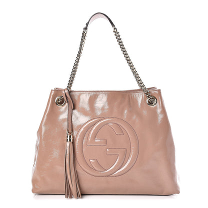 Gucci Patent Medium Soho Chain Shoulder Bag Dark Cipria 1 of 9
