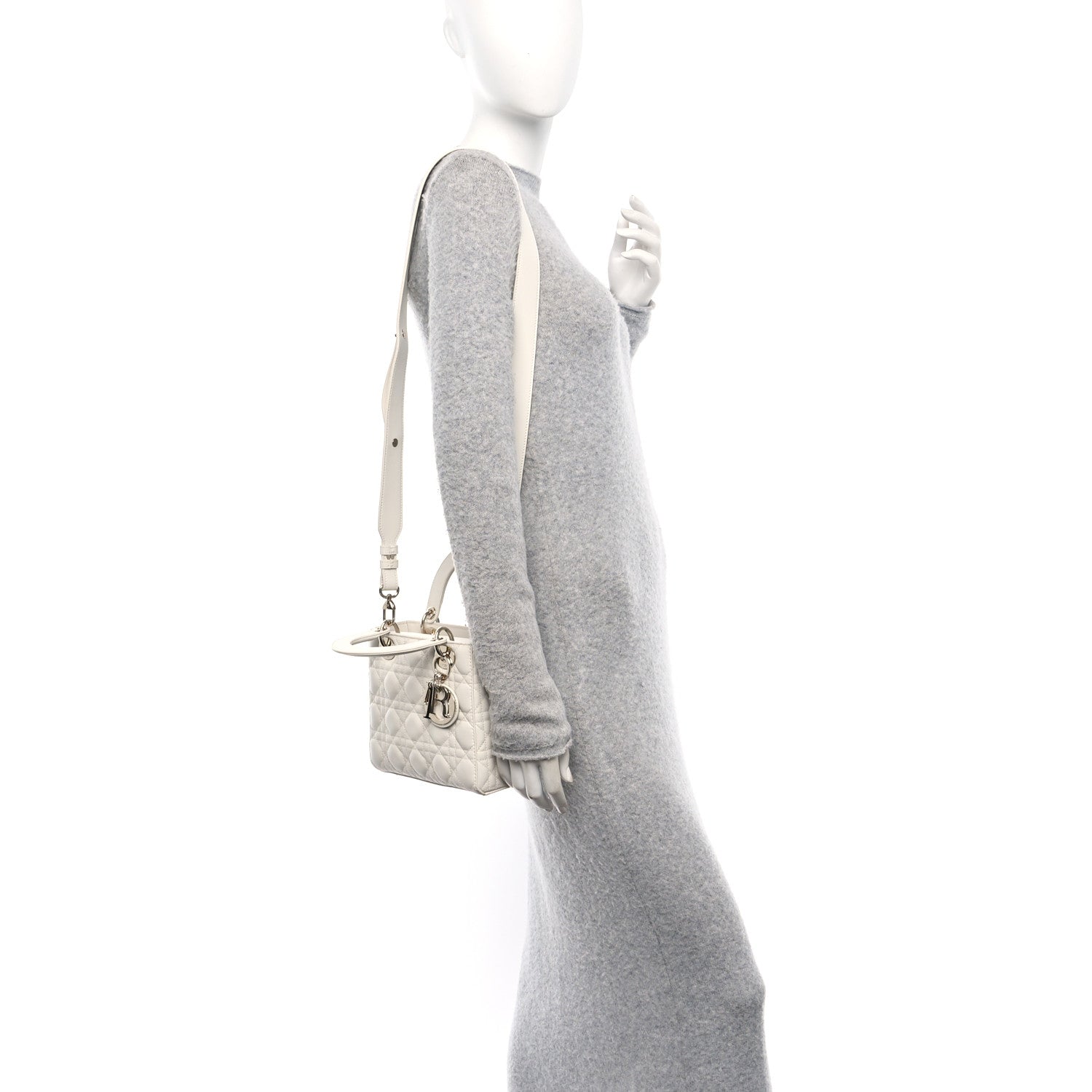 Christian Dior Lambskin Cannage Small Lady Dior White 2 of 10