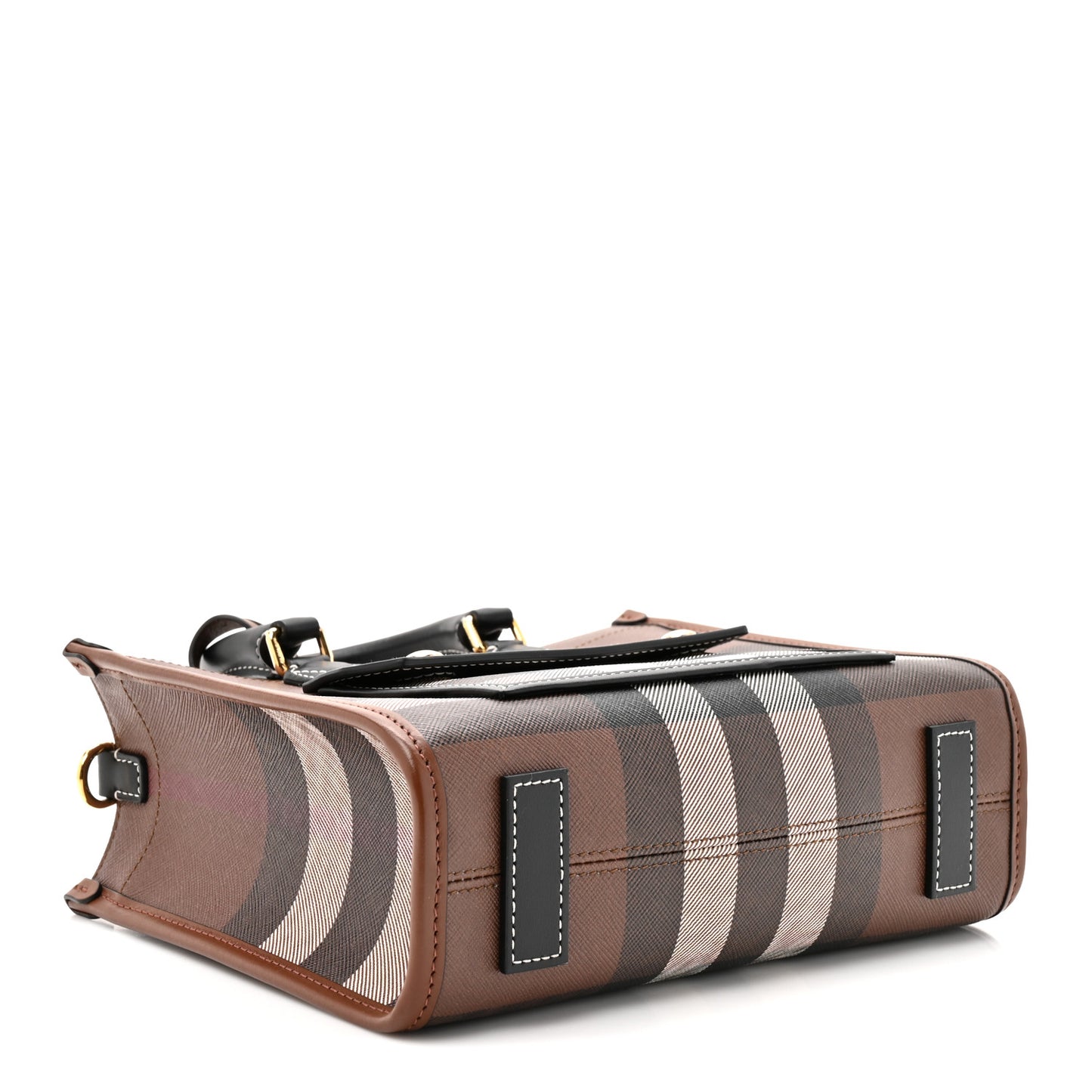 E-Canvas Check Calfskin Mini Freya Tote Dark Birch Brown