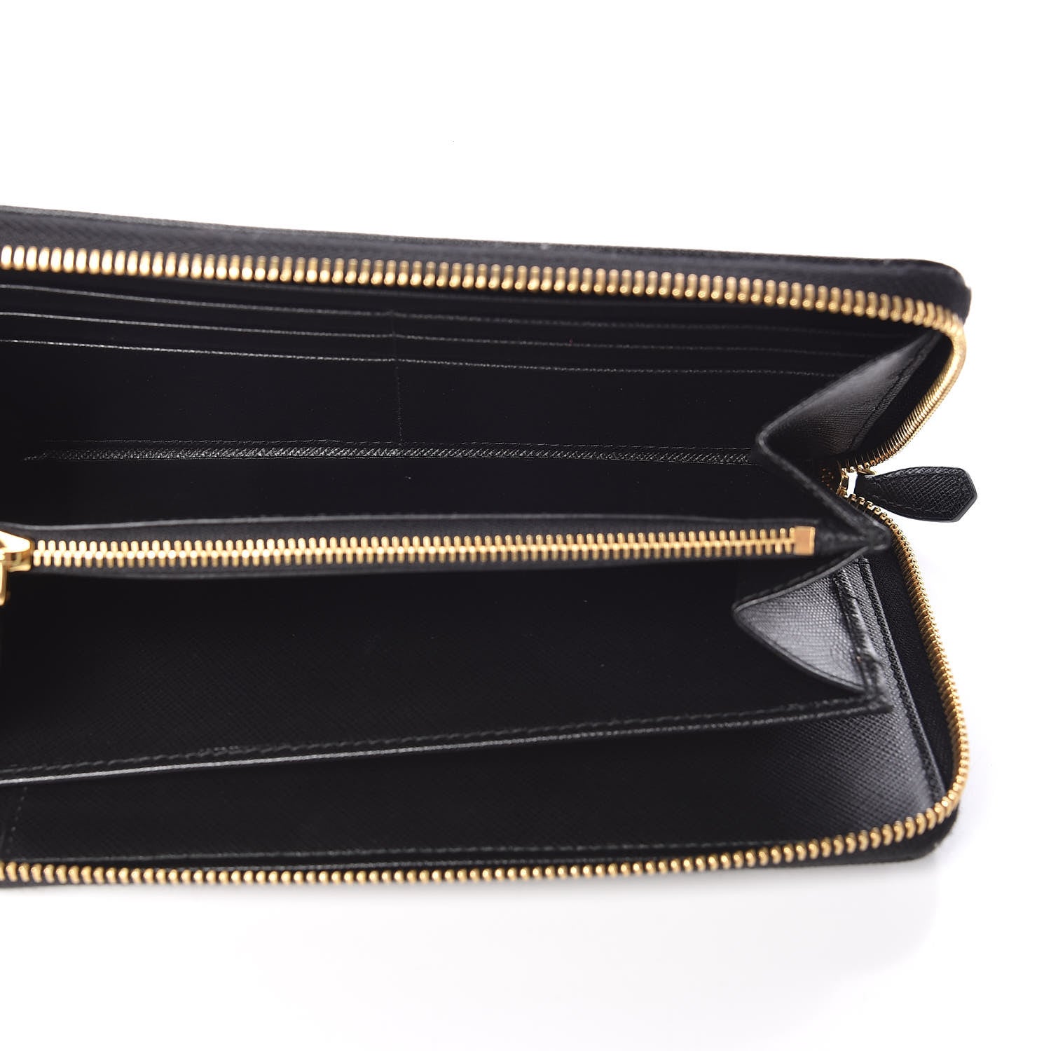 Prada Saffiano Metal Large Zip Around Travel Wallet Black 6 of 7
