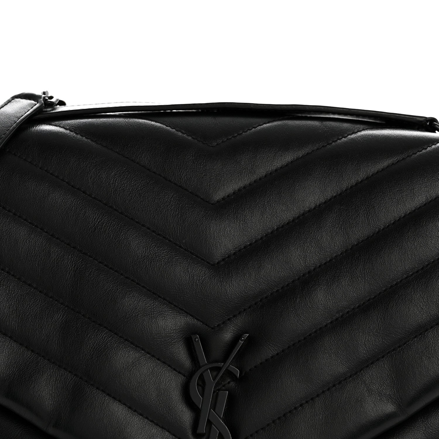 Saint Laurent Calfskin Y Quilted Monogram Large Loulou Chain Satchel Black 8 of 17