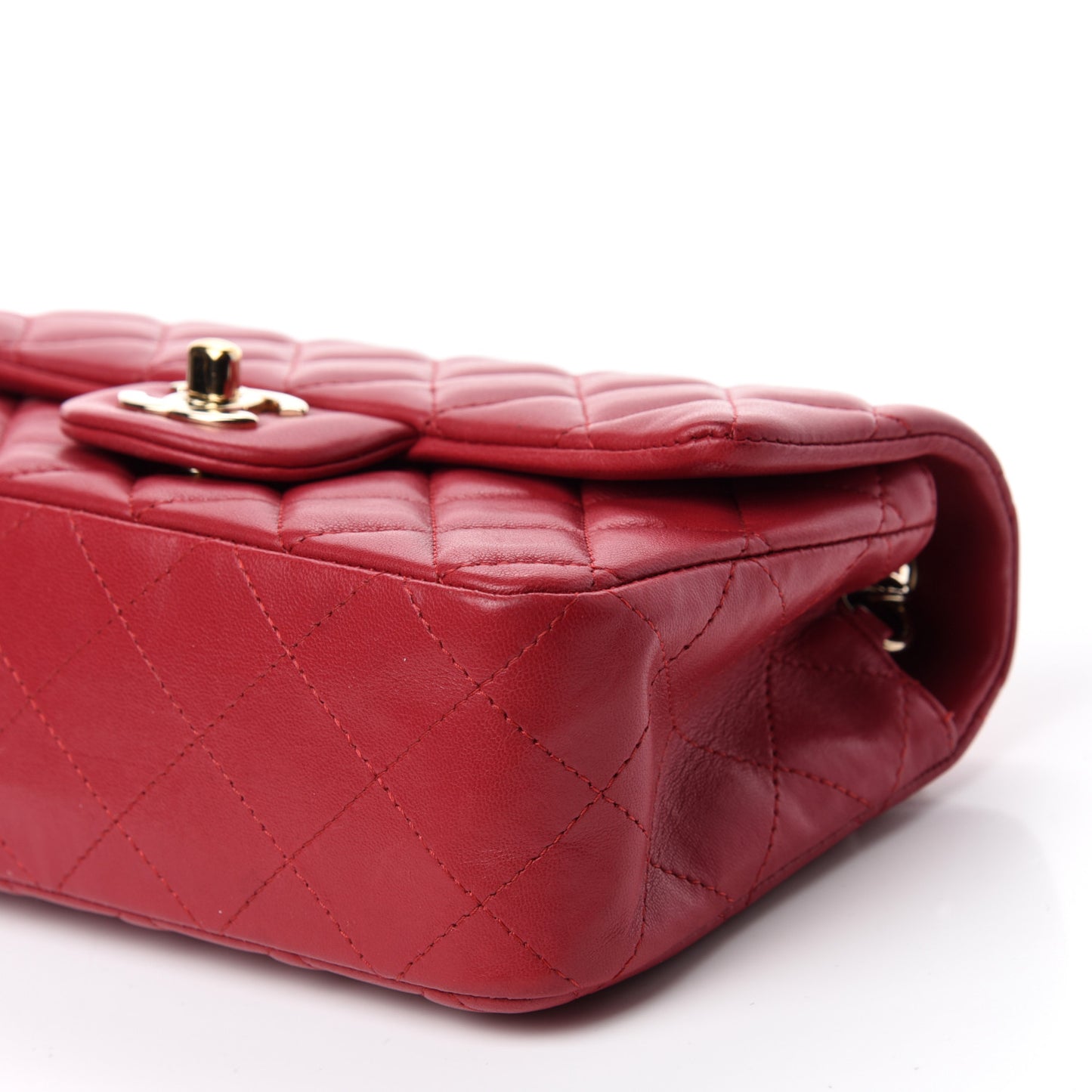Lambskin Quilted Mini Rectangular Flap Red