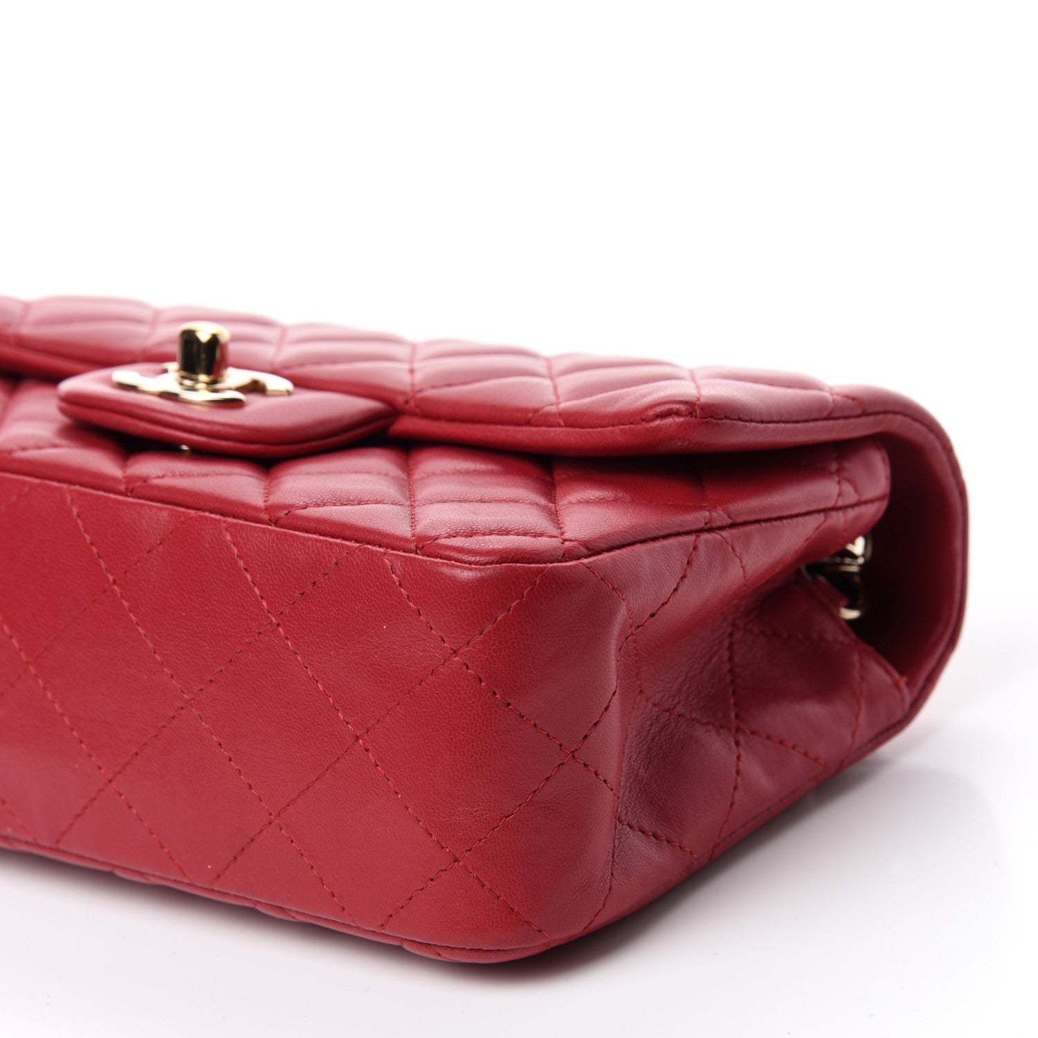 Chanel Lambskin Quilted Mini Rectangular Flap Red 7 of 13