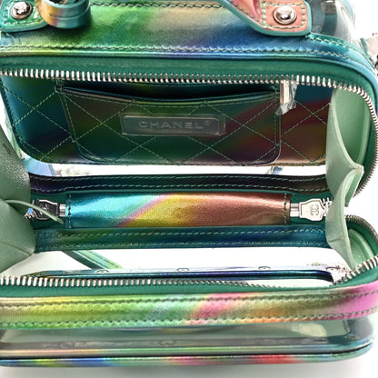 Chanel PVC Patent Calfskin Patent Lambskin Small CC Vanity Case Green 5 of 13