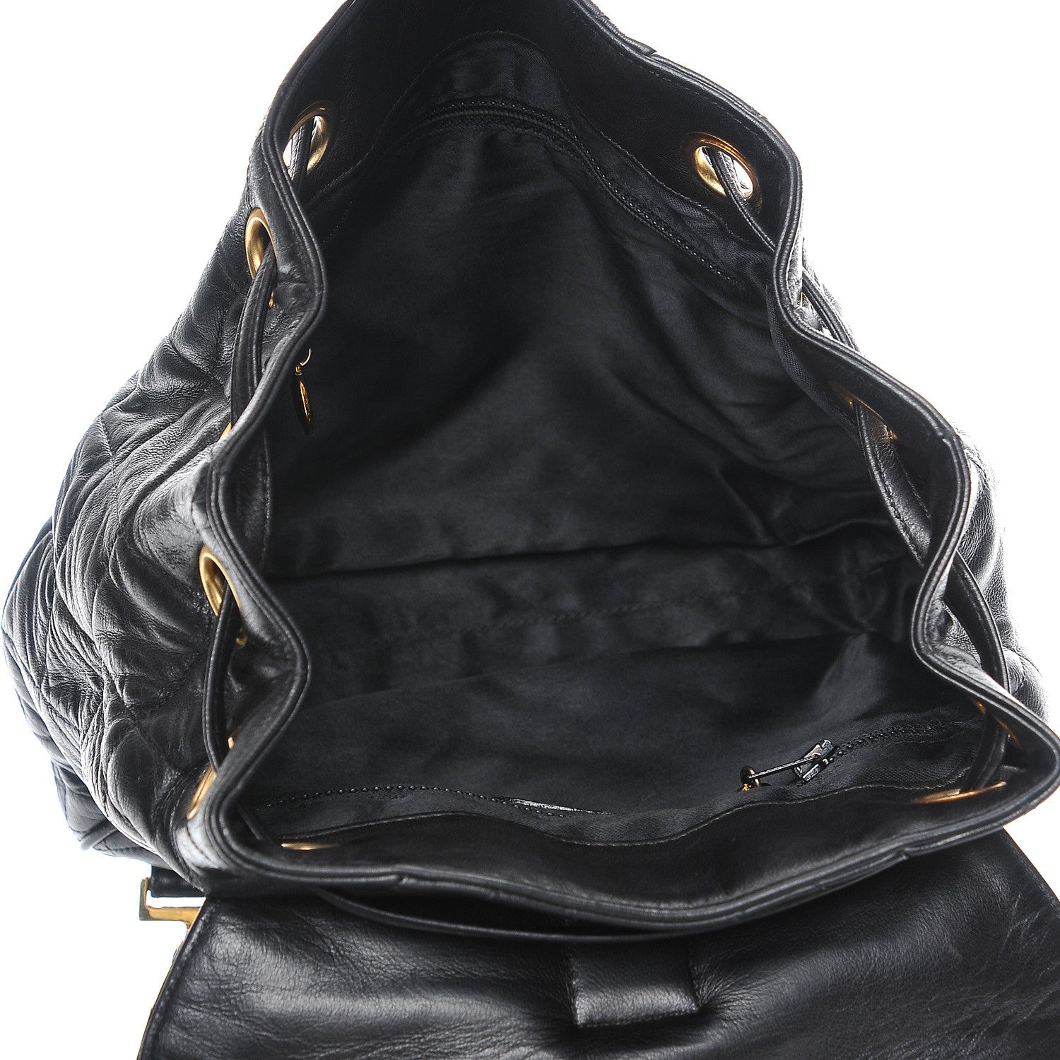 Chanel Lambskin Quilted Drawstring Backpack Black 5 of 7