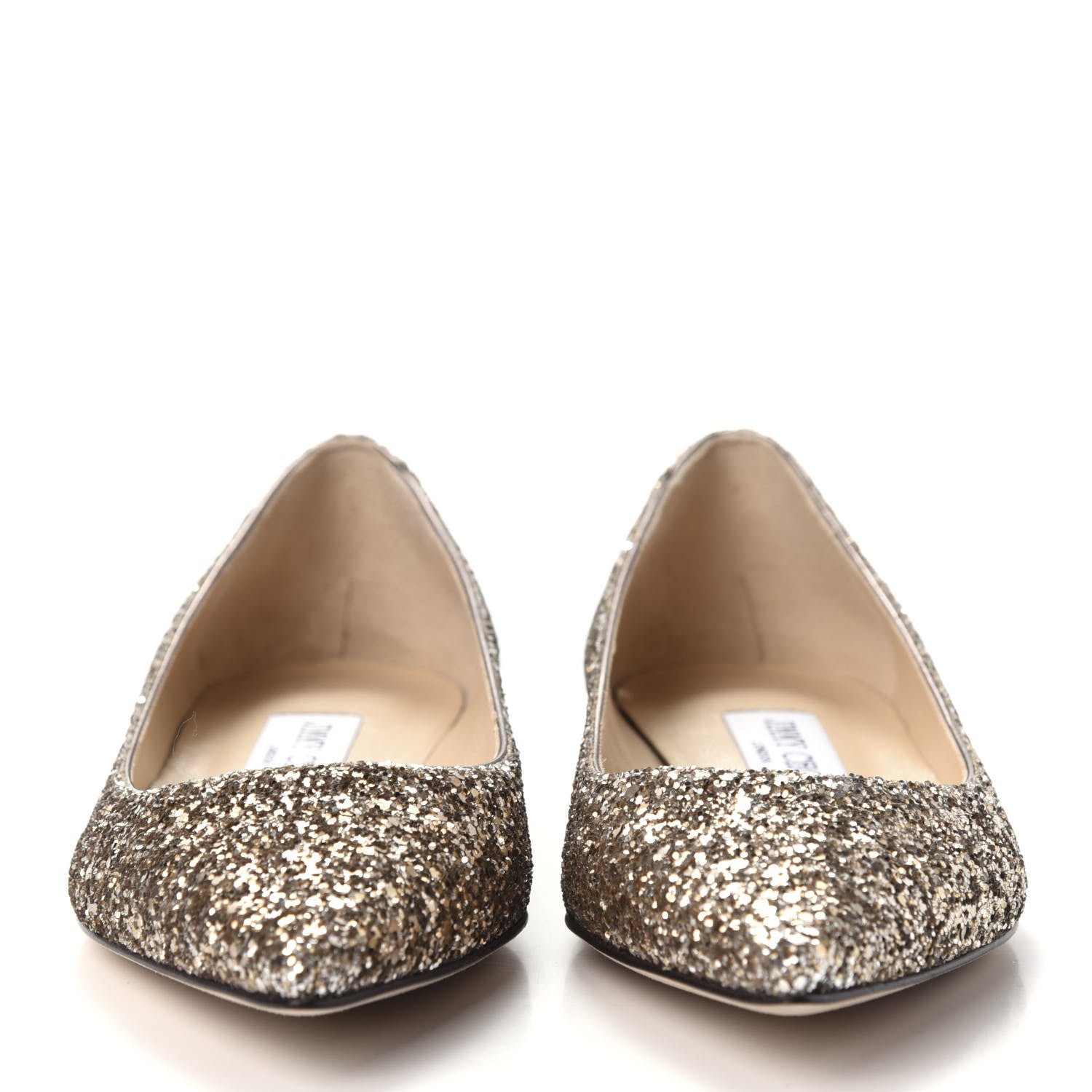 Jimmy Choo Glitter Alina Flats 35 Antique Gold 3 of 9