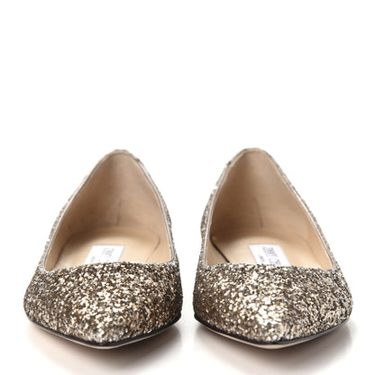 Jimmy Choo Glitter Alina Flats 35 Antique Gold 3 of 9