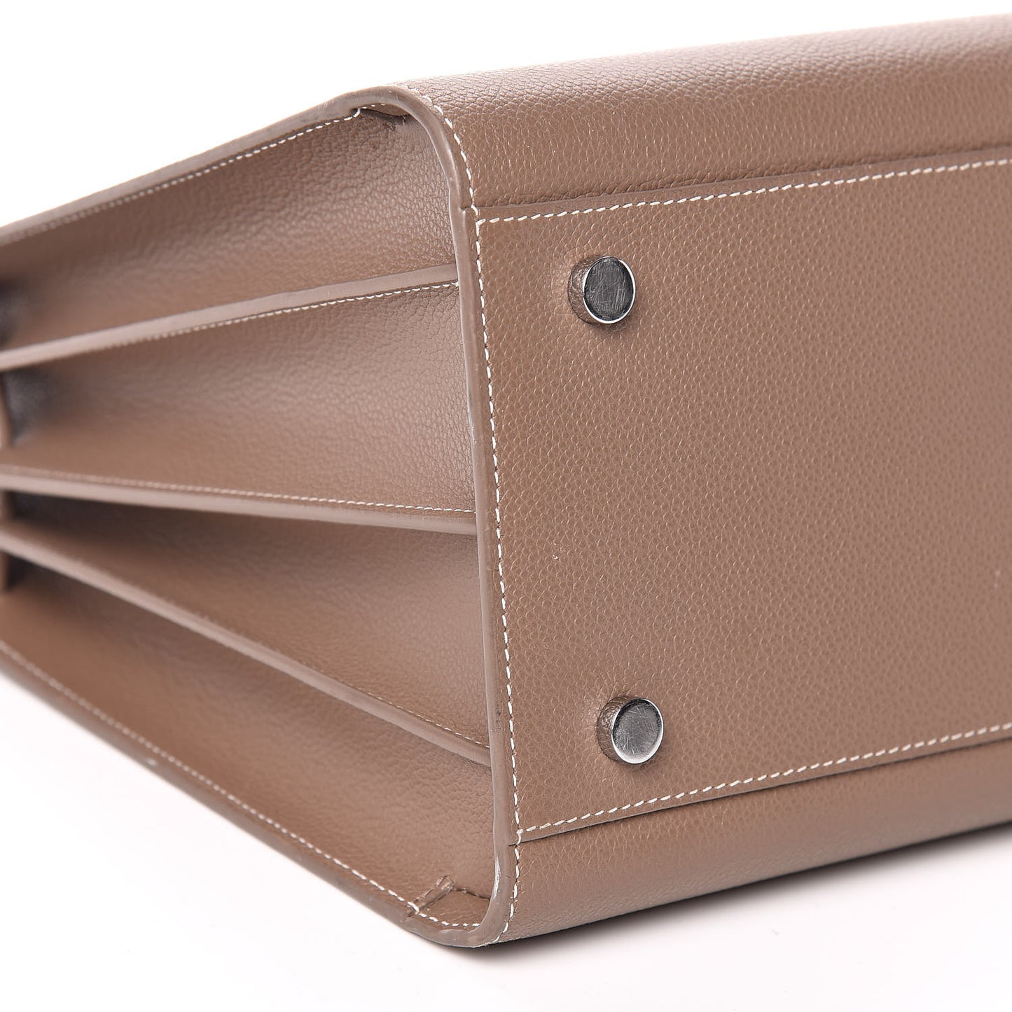 Grained Calfskin Topstitch Small Classic Sac De Jour Taupe