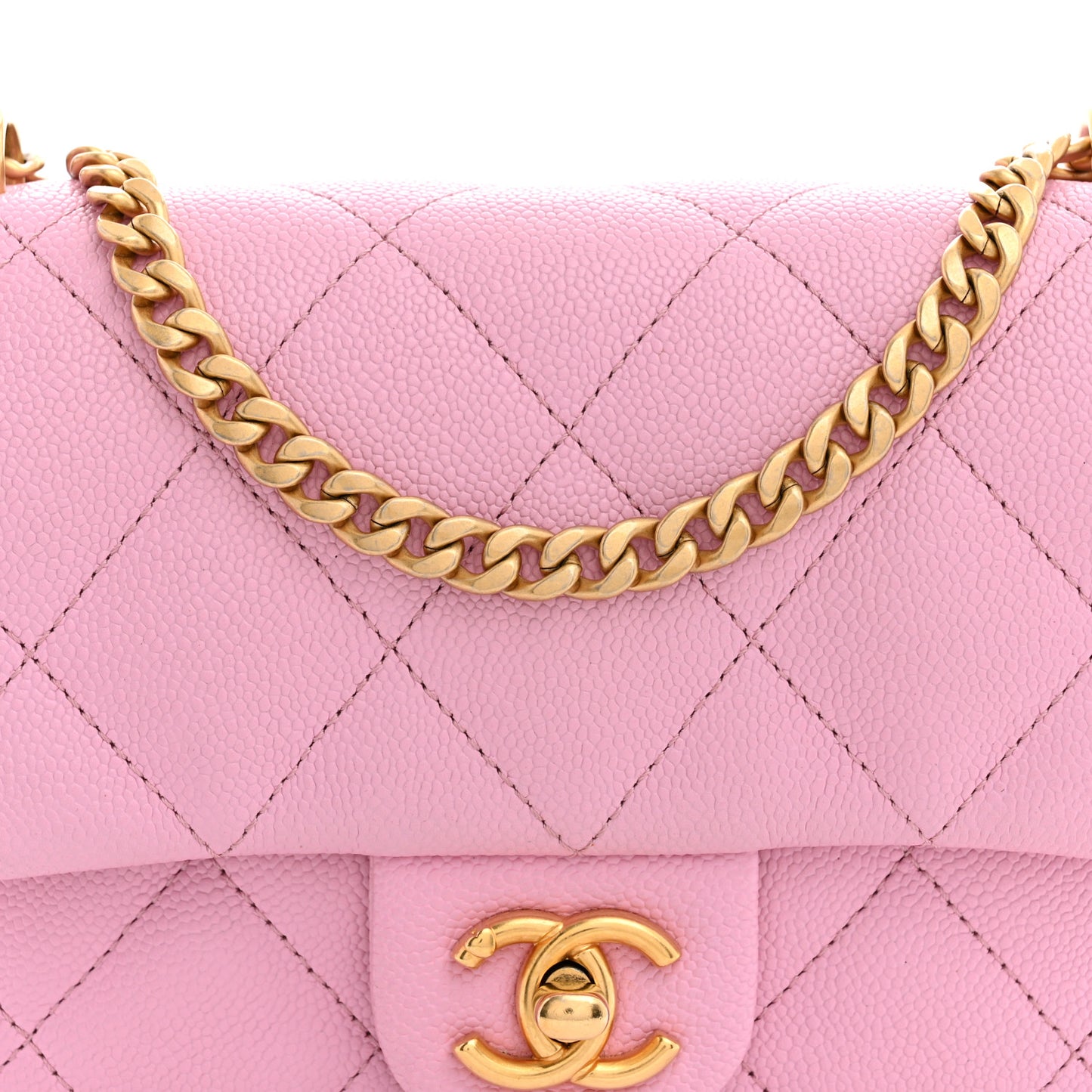 Caviar Quilted Mini Rectangular Sweetheart Flap Lilac