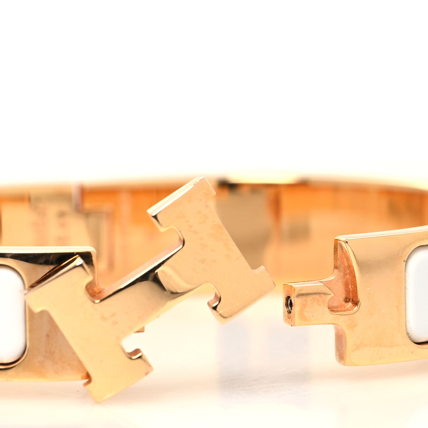 Enamel Narrow Clic Clac H Bracelet PM White