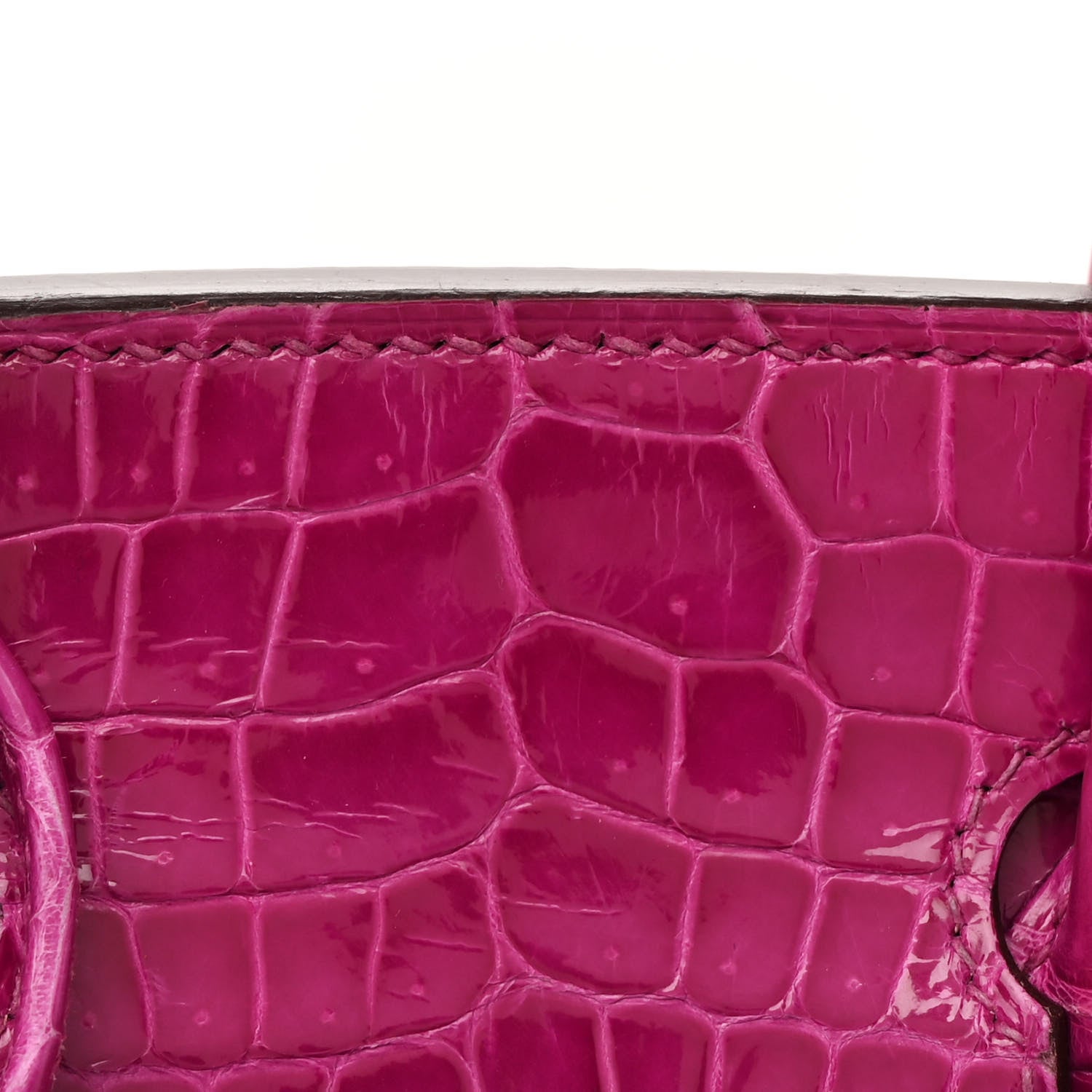 Hermes Shiny Porosus Crocodile Birkin 25 Rose Scheherazade 8 of 13