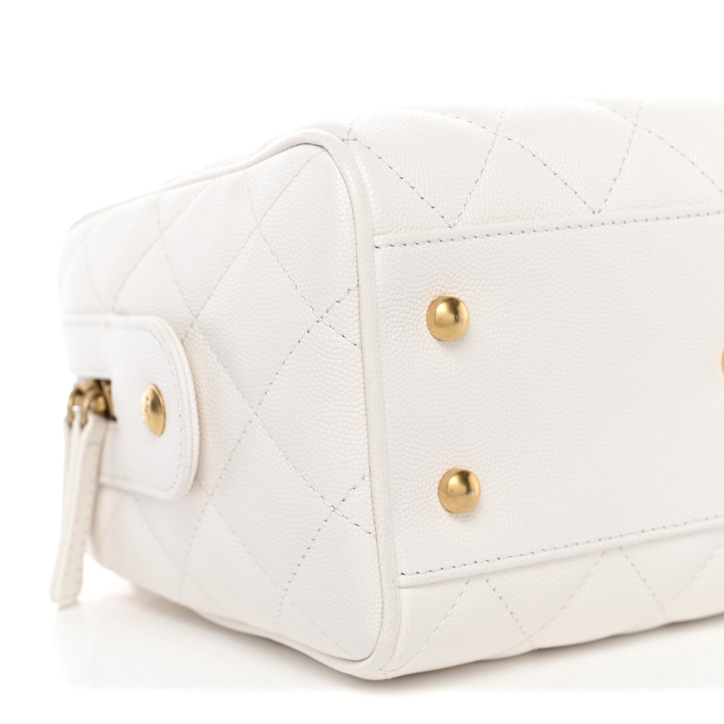 Caviar Quilted Small Bowling Bag White