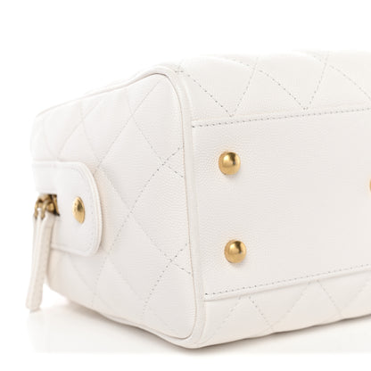 Chanel Caviar Quilted Small Bowling Bag White 9 of 11