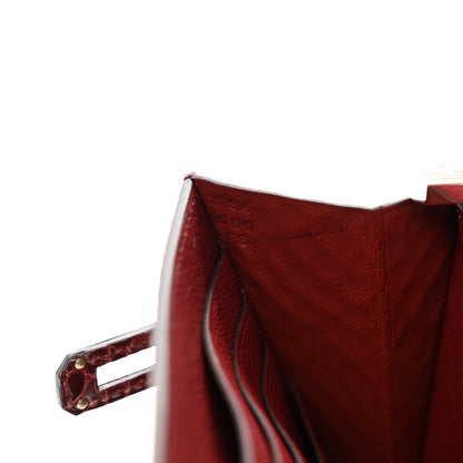 Hermes Shiny Alligator Kelly Longue Wallet Bourgogne 8 of 10