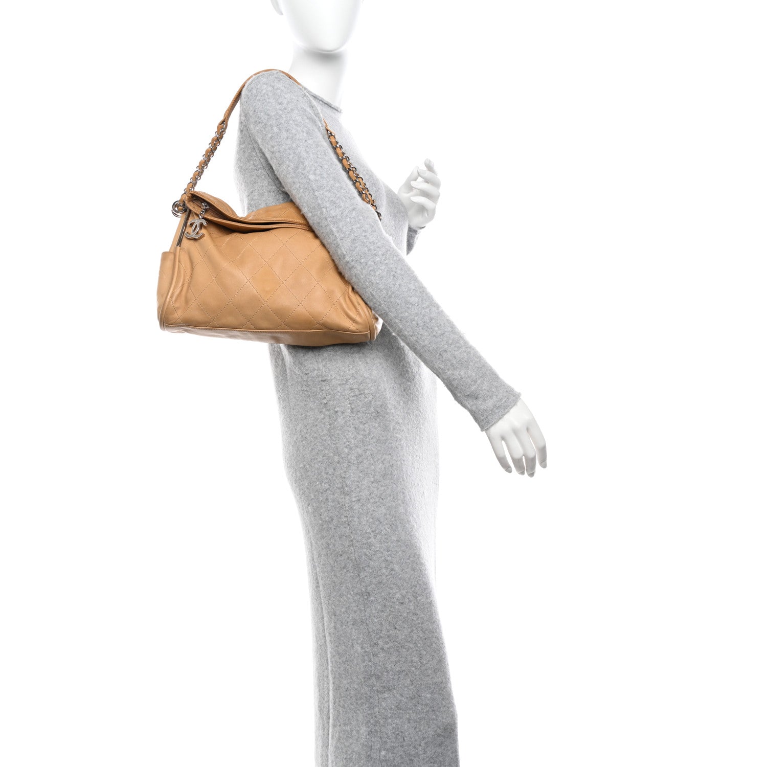 Chanel Lambskin Stitched Medium Ultimate Soft Tote Beige 2 of 13
