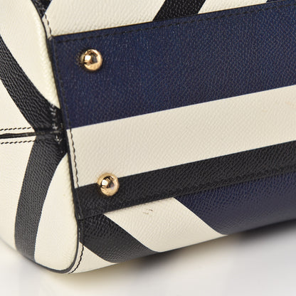 Dolce & Gabbana Dauphine Chevron Striped Medium Miss Sicily Satchel Blue 9 of 10