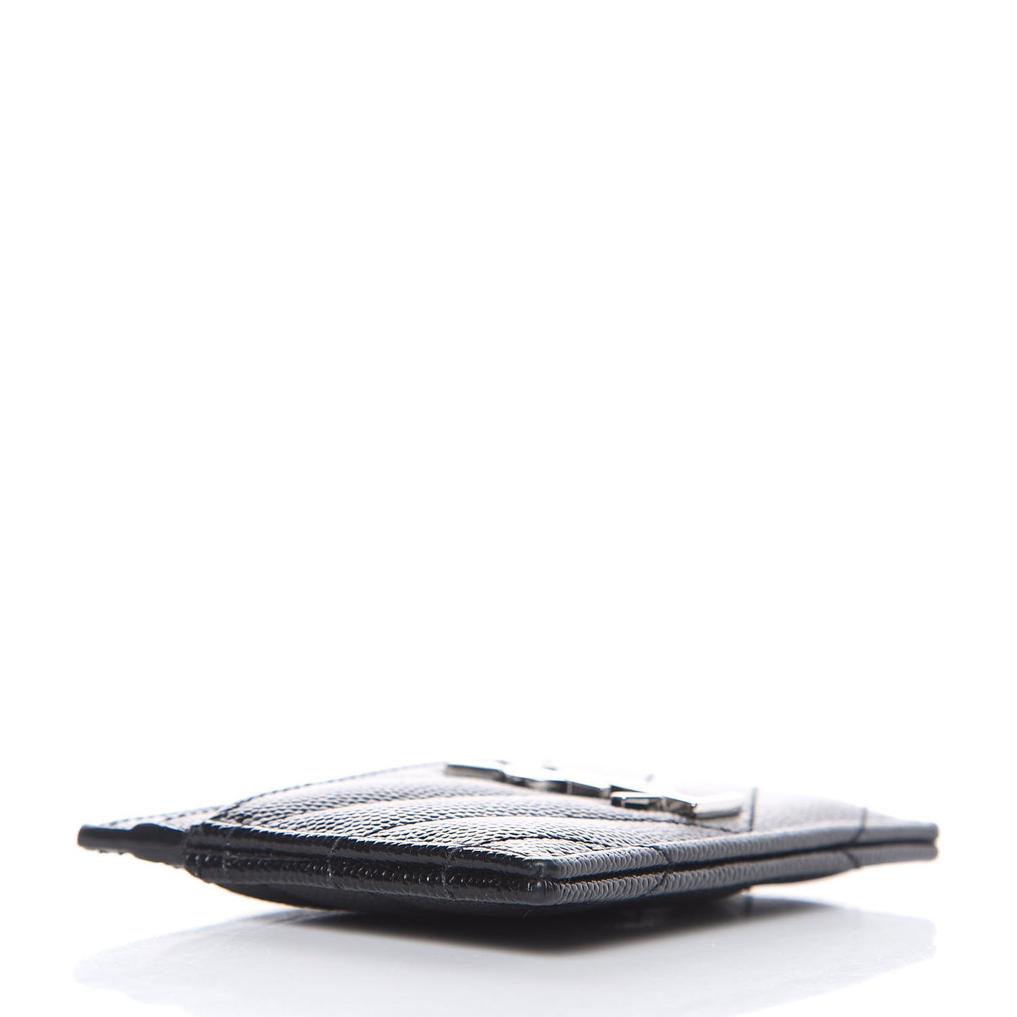 Grain De Poudre Matelasse Chevron Monogram Credit Card Case Black