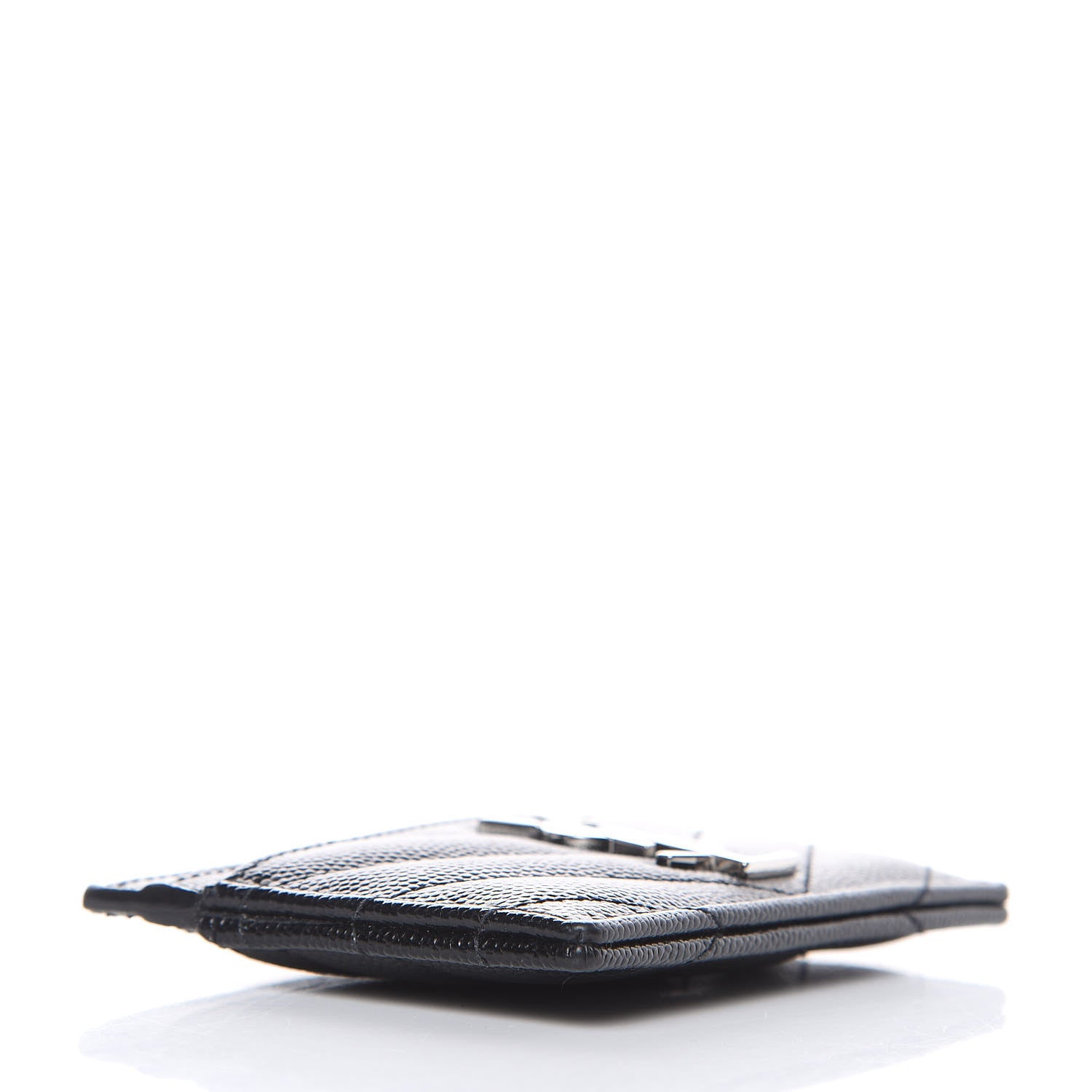 Saint Laurent Grain De Poudre Matelasse Chevron Monogram Credit Card Case Black 4 of 7