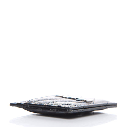 Saint Laurent Grain De Poudre Matelasse Chevron Monogram Credit Card Case Black 4 of 7