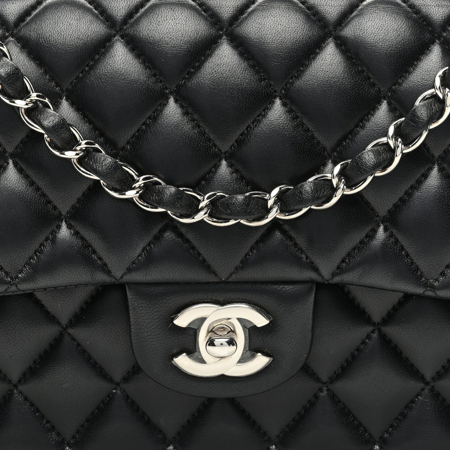 Chanel Lambskin Quilted Medium Double Flap Black 8 of 11