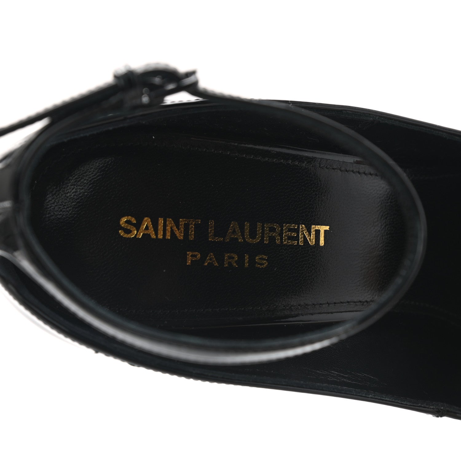 Saint Laurent Patent Calfskin Betty 110 Ankle Strap Pumps 38 Black 7 of 9
