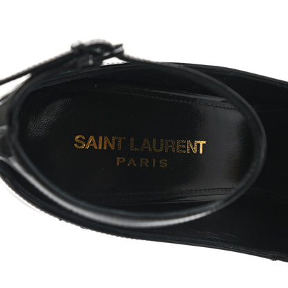 Saint Laurent Patent Calfskin Betty 110 Ankle Strap Pumps 38 Black 7 of 9