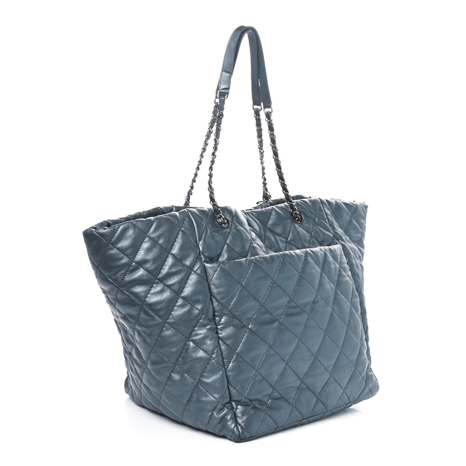 Chanel Metallic Lambskin Quilted Large Week End on Mars Tote Charcoal 4 of 13