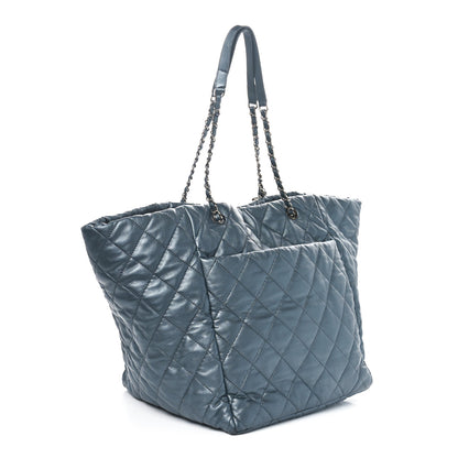 Chanel Metallic Lambskin Quilted Large Week End on Mars Tote Charcoal 4 of 13