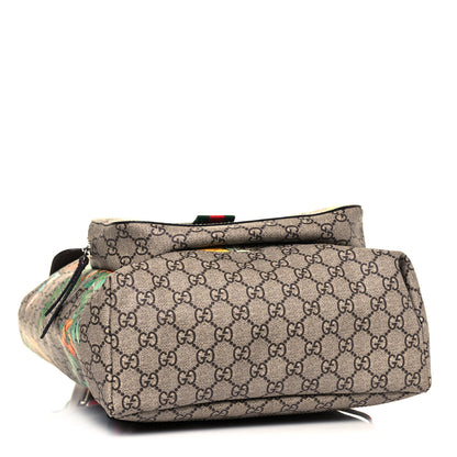 Gucci GG Supreme Monogram Tian Web Single Buckle Backpack Beige Multicolor New Acero 4 of 12