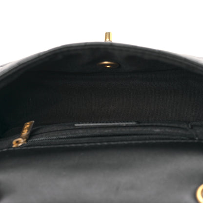 Chanel Calfskin Quilted Small Strap Into Flap Bag Black Burgundy 5 of 9