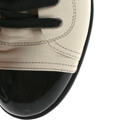 Chanel Lambskin Patent Calfskin CC Sneakers 39.5 White Black 9 of 10