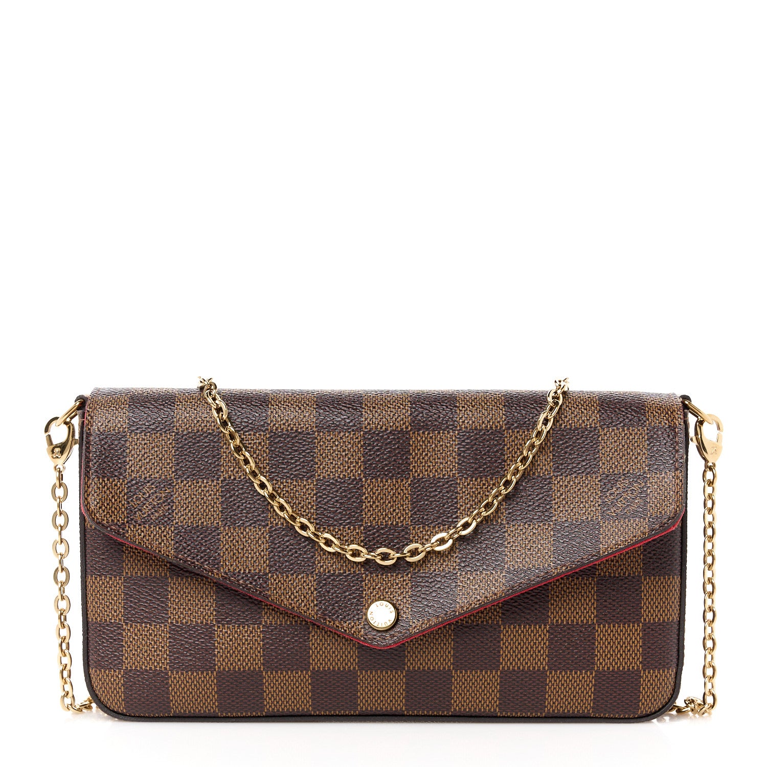 Louis Vuitton Damier Ebene Pochette Felicie Chain Wallet 1 of 17