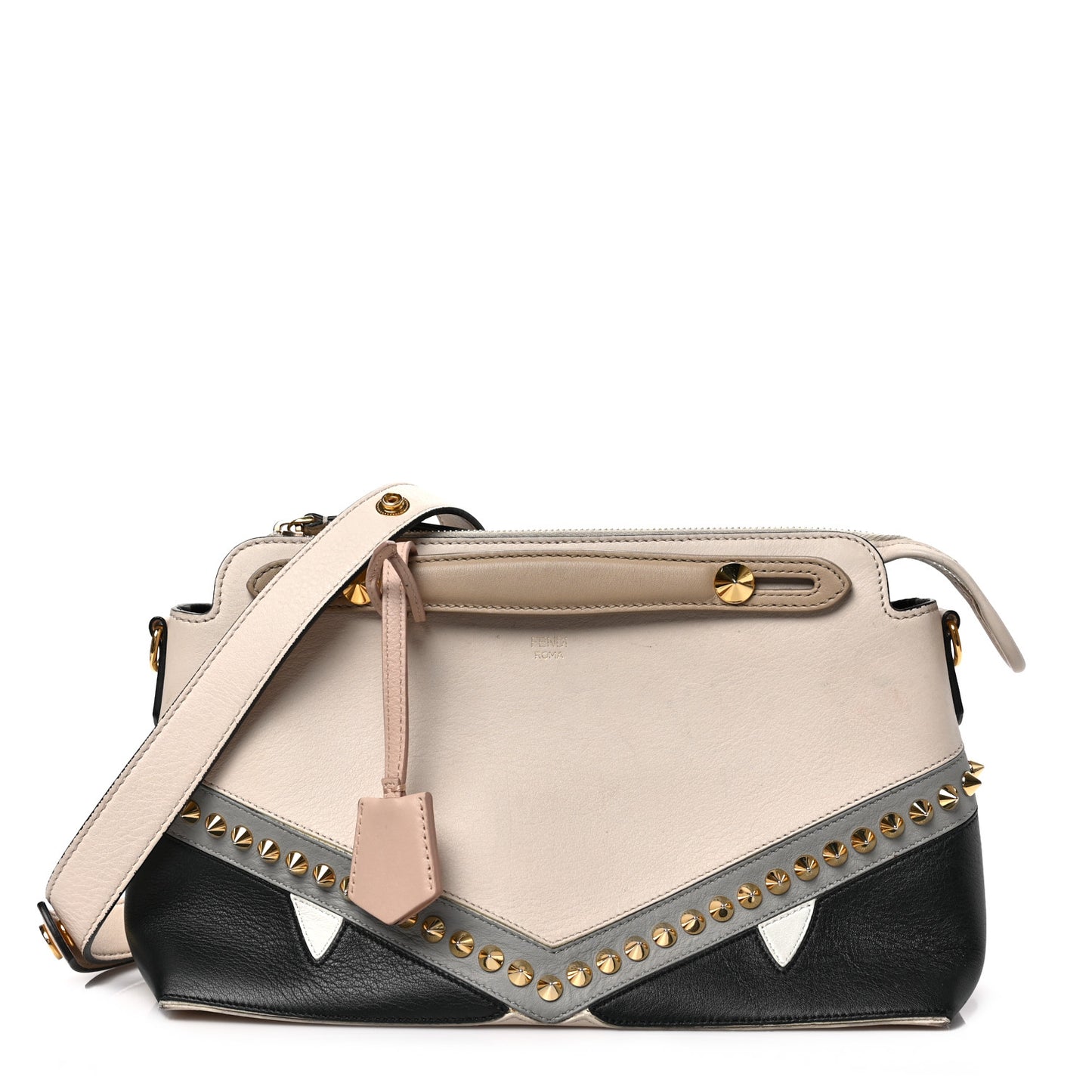 Vitello Dolce Monster Eyes Inlay Studded Medium By The Way Boston Bag Camelia Black Multicolor