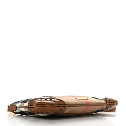 Burberry House Check Calfskin Broguing Crossbody Clutch Bag Brown 4 of 14