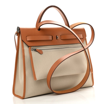 Hermes Military Toile Vache Hunter Herbag Zip 31 PM Beton Toffee 4 of 12