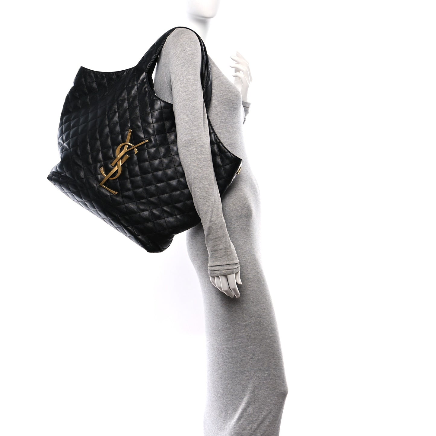 Lambskin Quilted Maxi Icare Shopping Tote Black