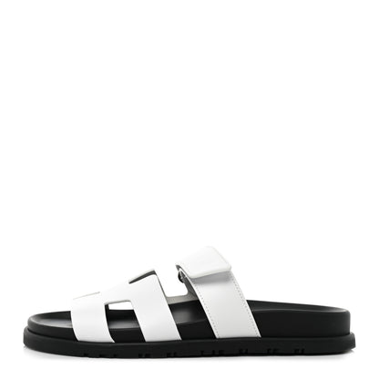Hermes Calfskin Womens Chypre Sandals 37.5 White 1 of 8