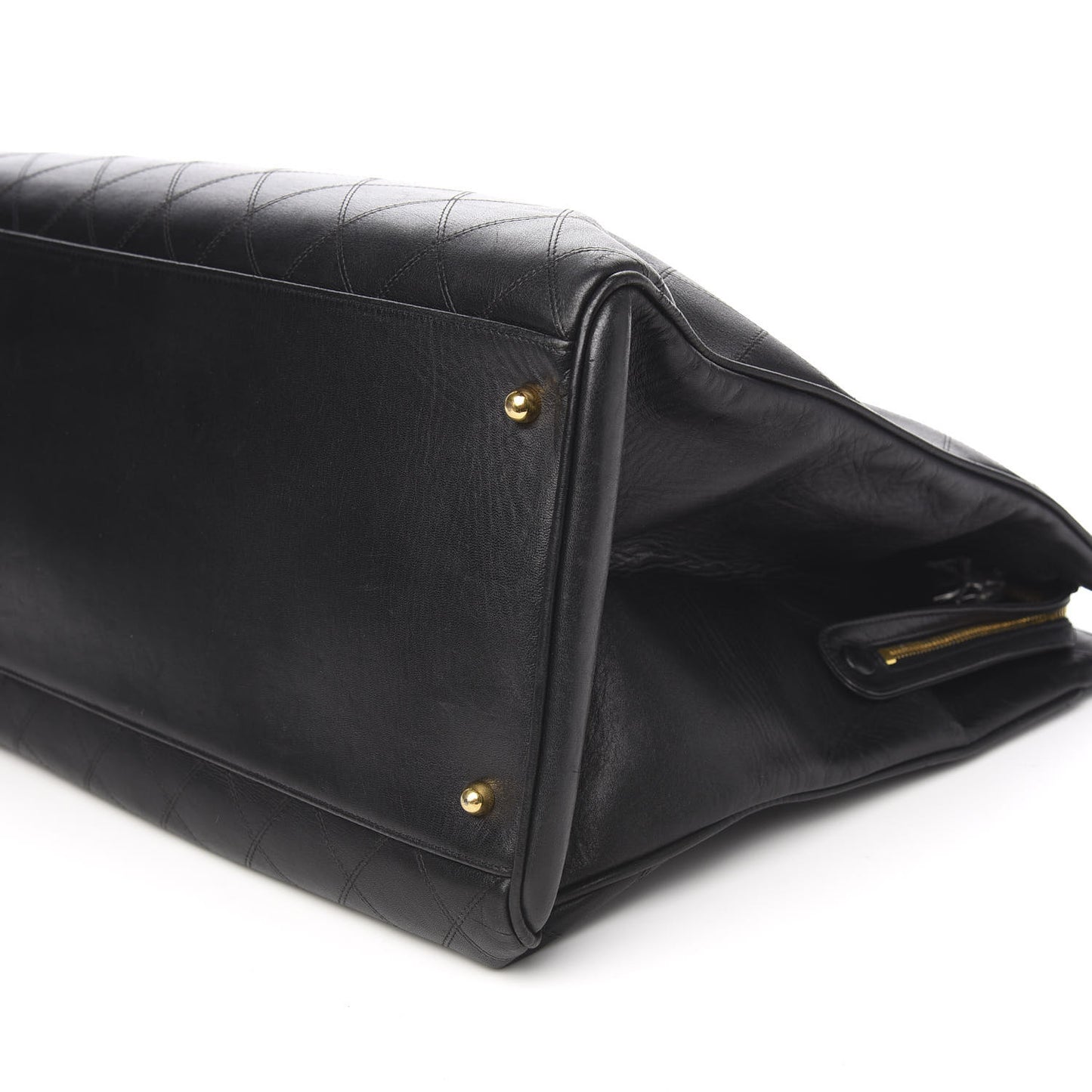 Calfskin Stitched XL Weekender Black