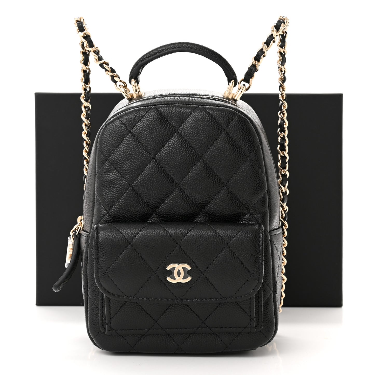 Caviar Quilted CC Mini Classic Backpack Black