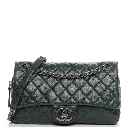 Chanel Iridescent Caviar Quilted Small Chic Flap Dark Green 1 of 8
