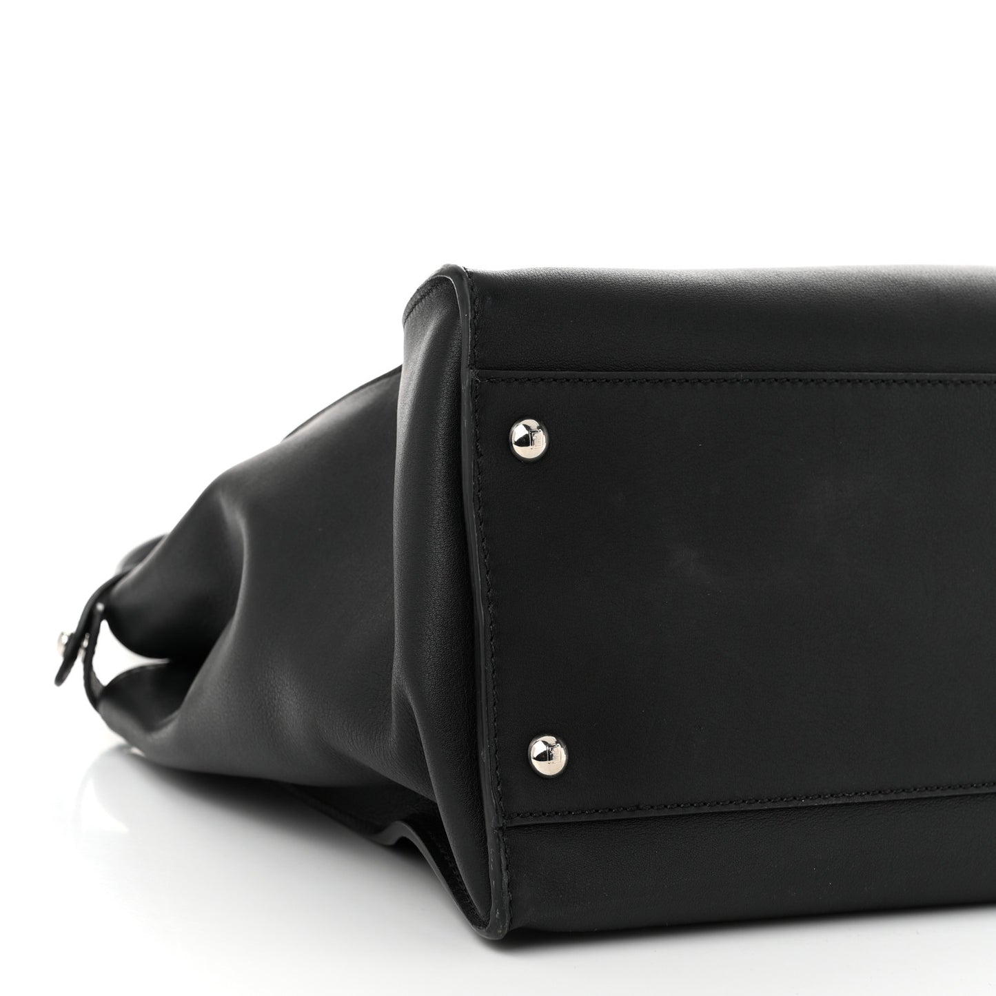 Vitello Dolce Shiny Nappa Large Peekaboo Iconic Satchel Black Camelia