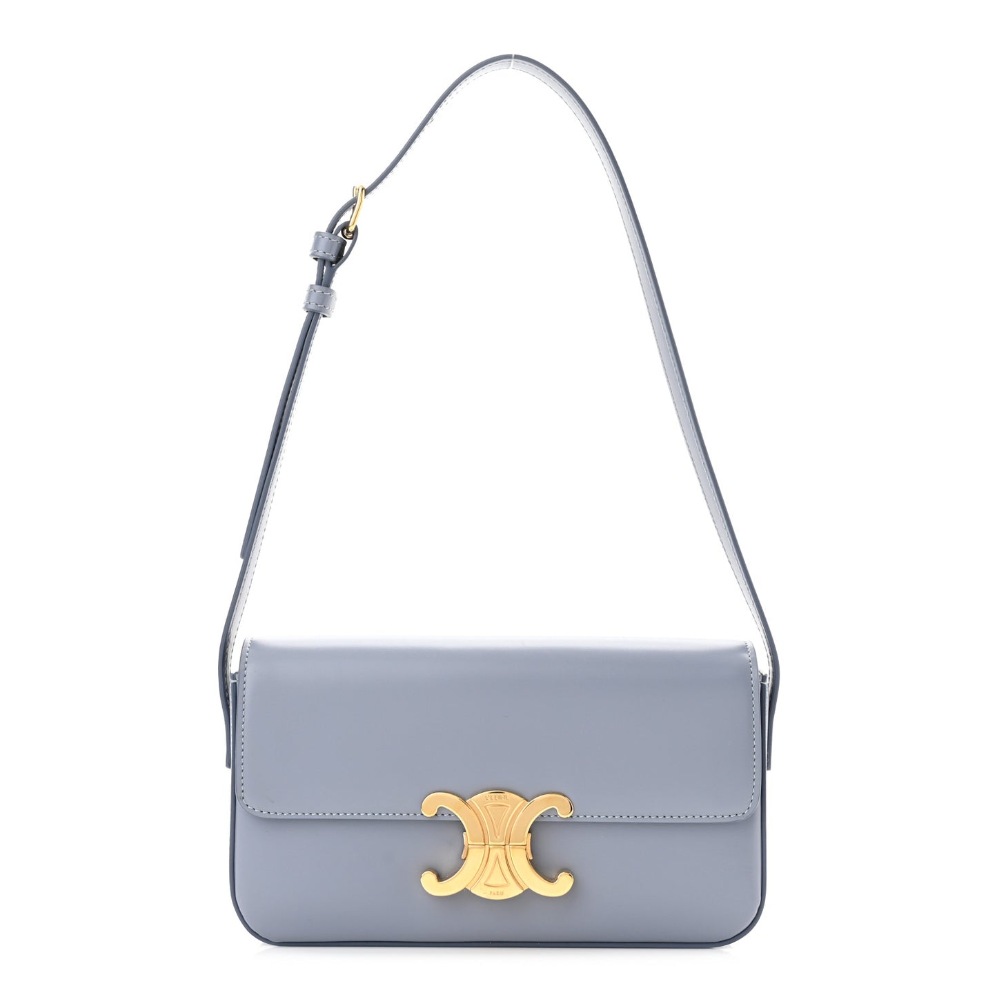 Shiny Calfskin Triomphe Shoulder Bag Arctic Blue