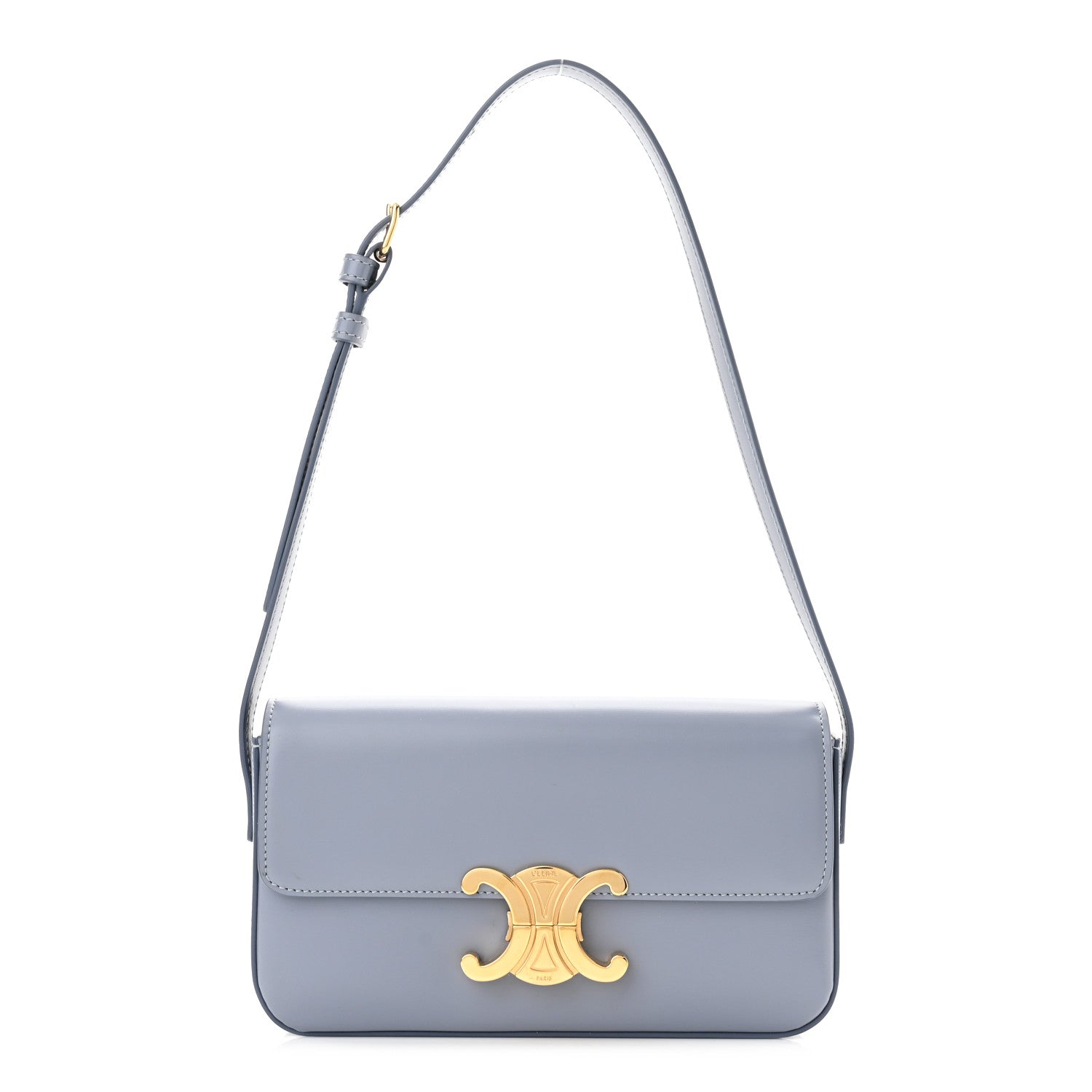 Celine Shiny Calfskin Triomphe Shoulder Bag Arctic Blue 1 of 10