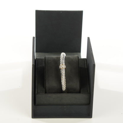 David Yurman Sterling Silver 18K Yellow Gold Diamond Pave 7mm Cable Classics Bracelet 5 of 5