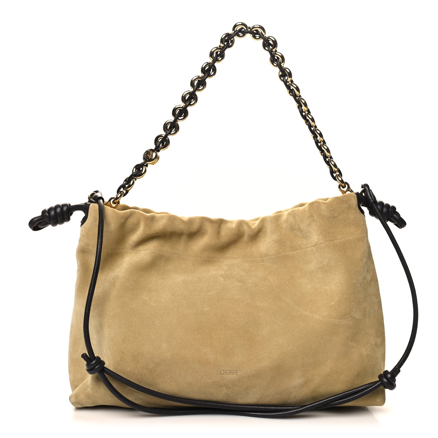 Loewe Suede Calfskin Large Flamenco With Chain Gold 1 of 9