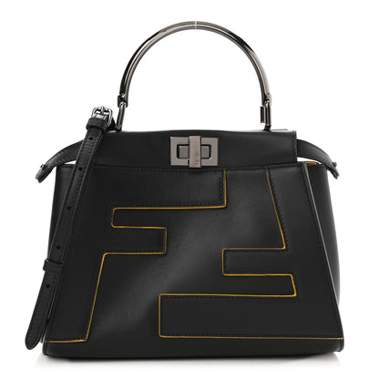 Fendi Nappa FF Mini Peekaboo Iconic Satchel Black Sunflower 1 of 8