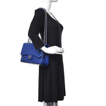 Chanel Lambskin Quilted Jumbo Double Flap Blue 3 of 22