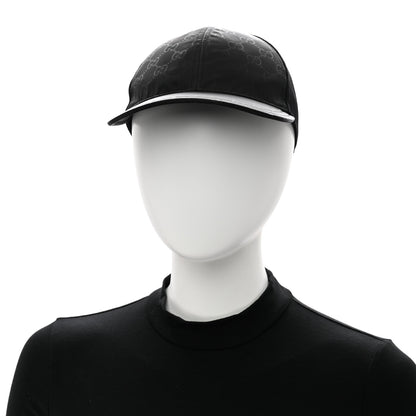 Gucci Nylon Light Mesh Dollar Calfskin GG Monogram Baseball Hat M Black 2 of 8