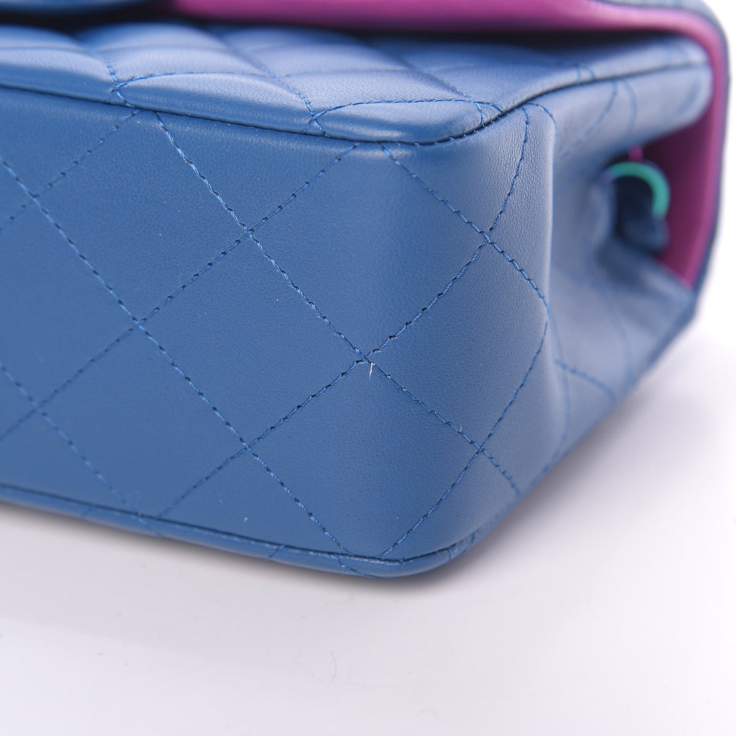 Lambskin Quilted Mini Rectangular Flap Blue Purple