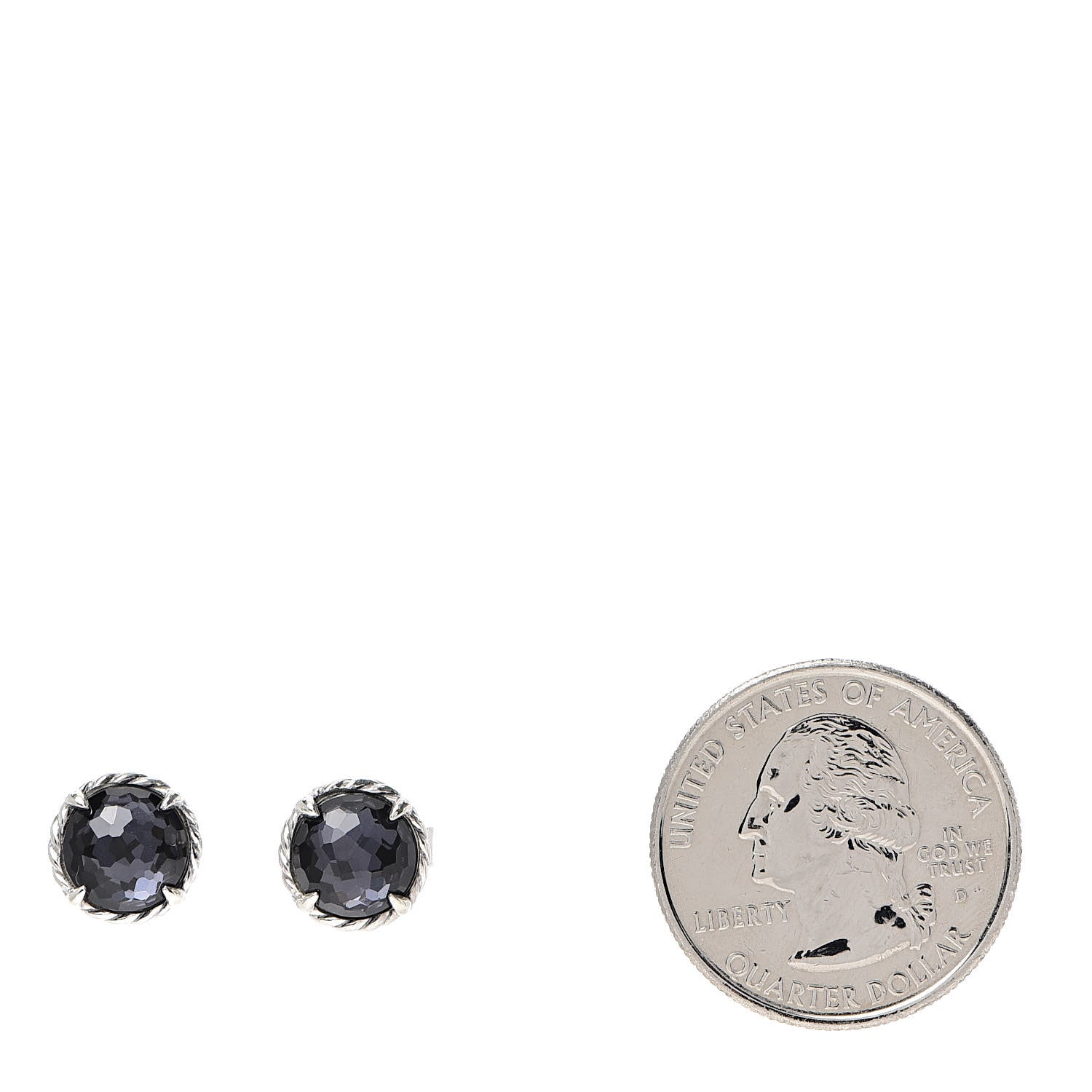 David Yurman Sterling Silver Black Orchid 8mm Chatelaine Earrings 2 of 4